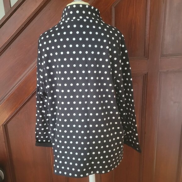 Quacker Factory Women's Polka Dot Jacket Black & White Size L - Picture 2 of 7